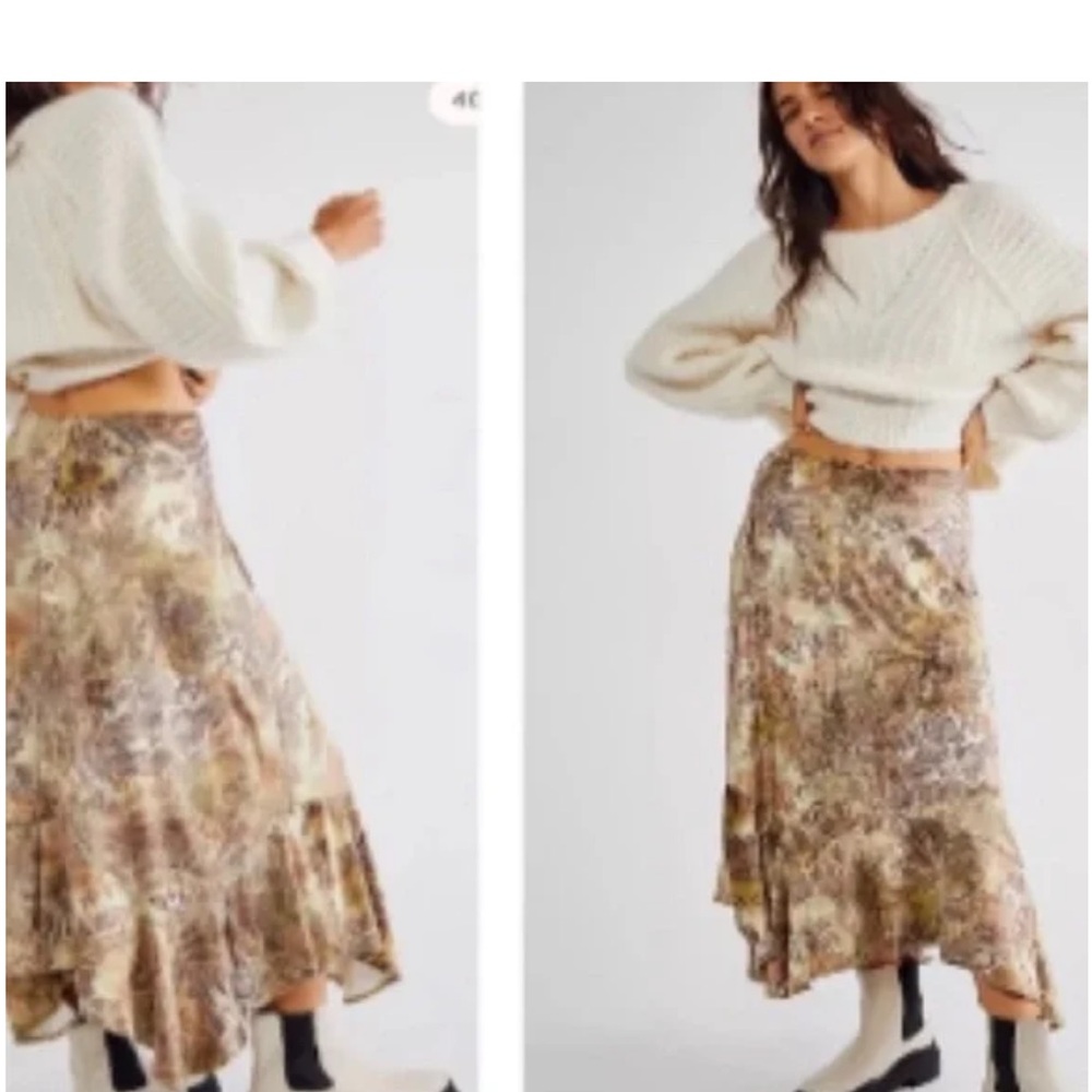 Free People Asymmetrical Skirt in Earthy Tones